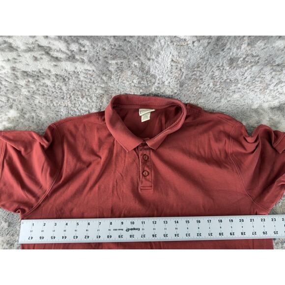 LL Bean Mens Size L 100% Pima Cotton Polo Shirt Orange Shirt Short Sleeve Button - Picture 4 of 7
